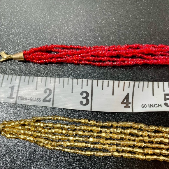 Vintage Elegant Red and Gold Glass Beaded Necklaces - Picture 11 of 11